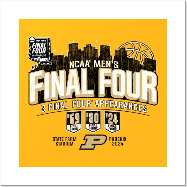 Purdue Boilermakers Final Four 2024 Basketball Vintage Gray Wall Art by johnhawilsion